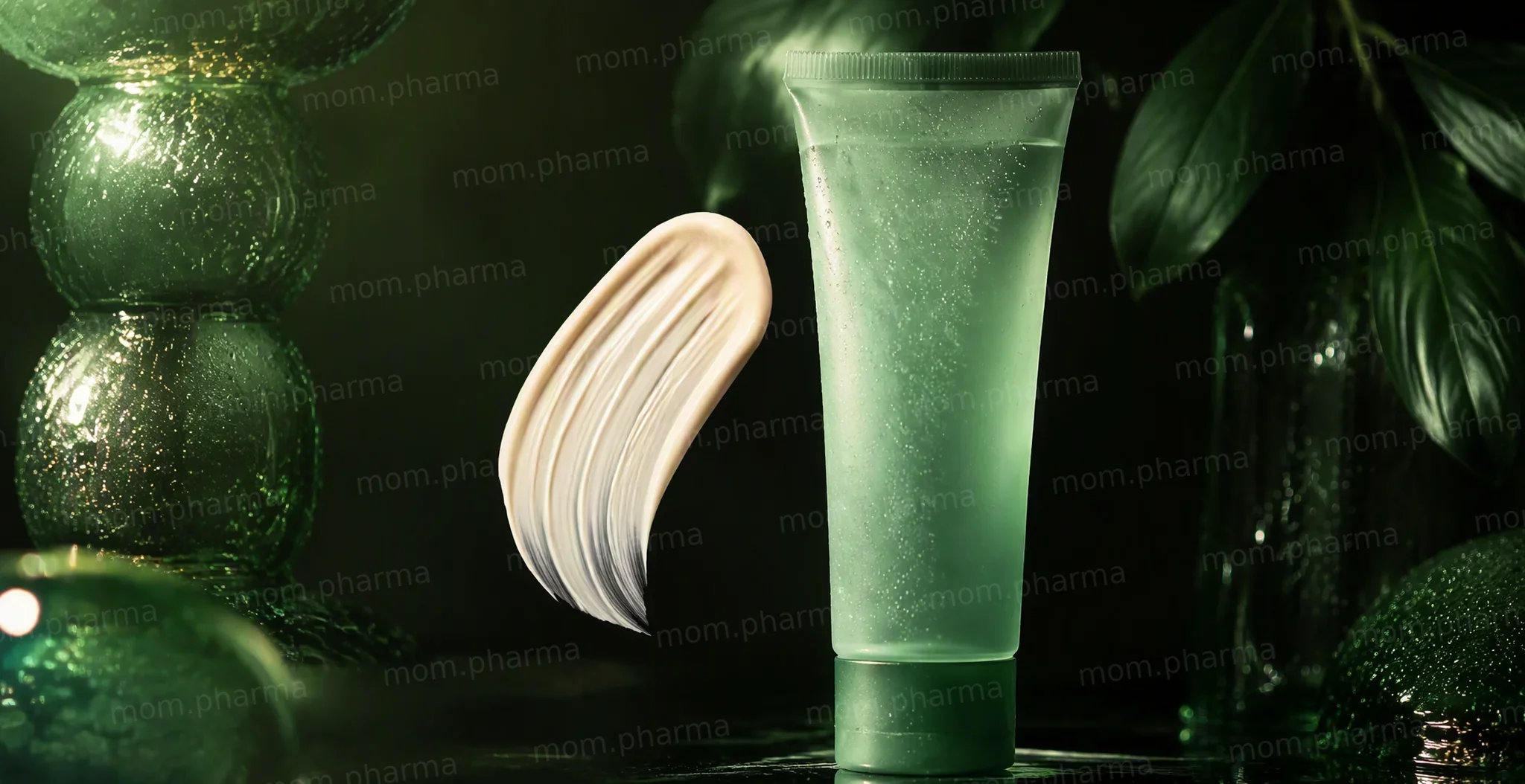 A matte glass tube of sunscreen for oily skin in soft sunlight